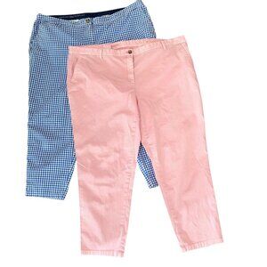 Talbots Girlfriend Chinos Ankle Length Two Pair Bundle Plus Size 22W Pink Blue